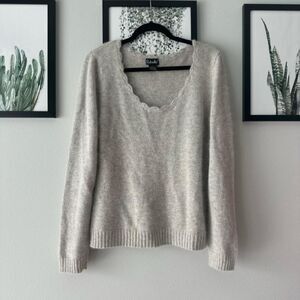 Rafaella Women's Light Grey Lambs Wool and Angora Rabbit Hair Sweater XL